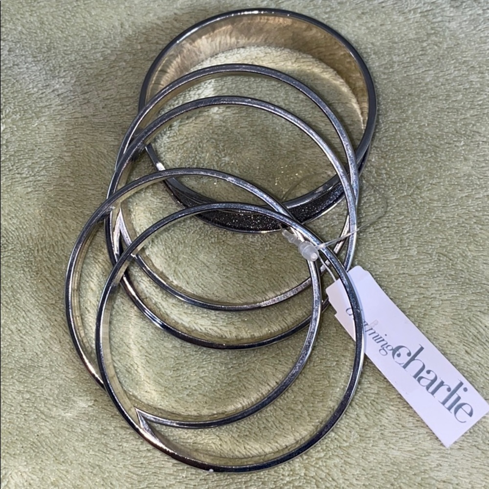 Bracelet set with 5 silver tone charming Charlie